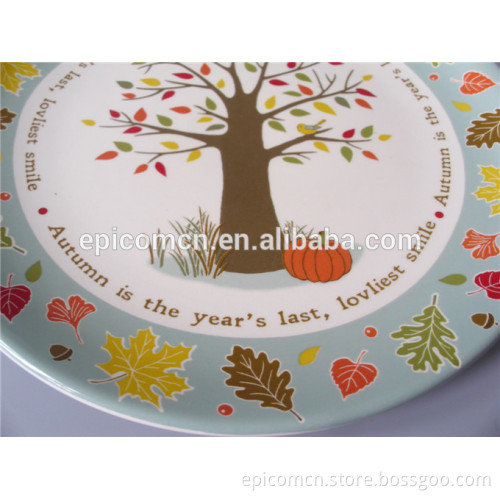 tree decoration round dessert plate porcelain, snack plate ceramic
